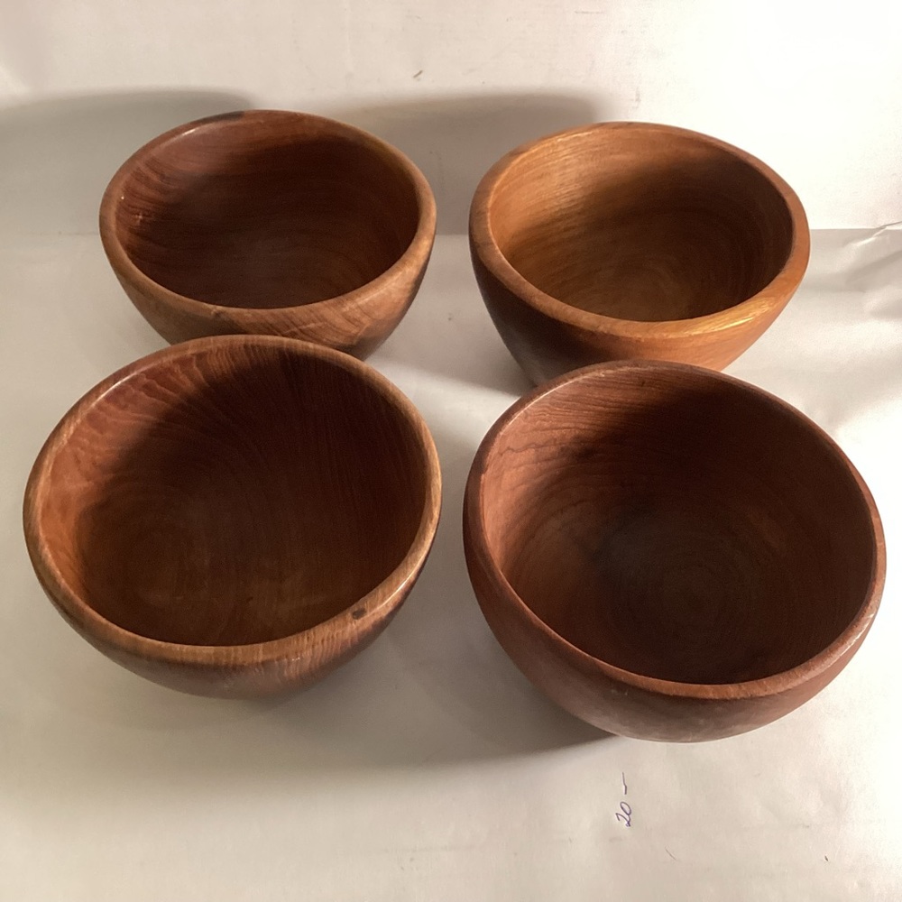 S et of 4 teak wood bowls,Thailand